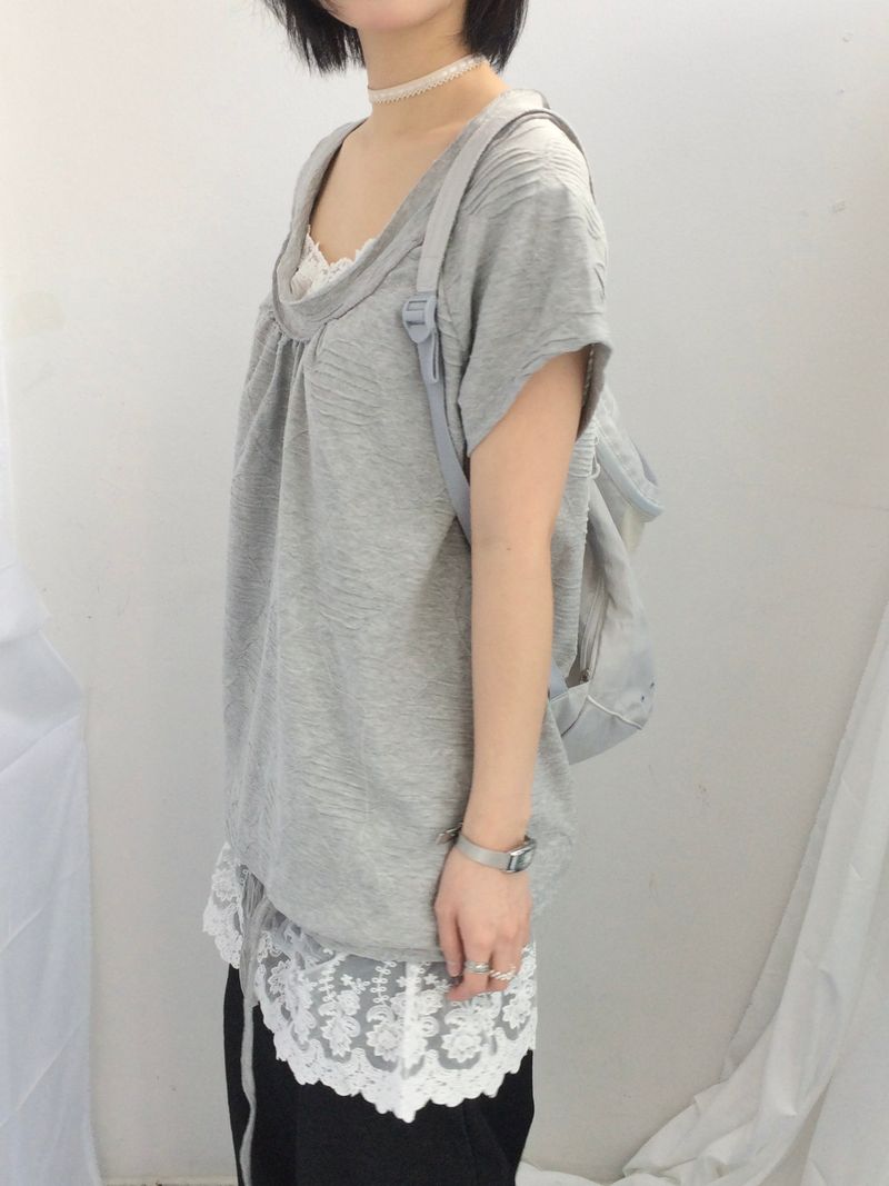 embossed shirring strap t