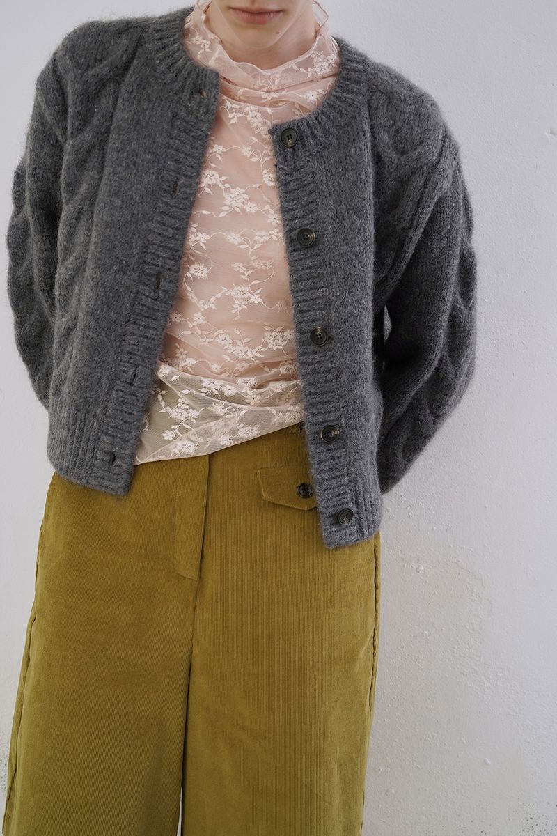 Mohair cable cardigan_charcoal