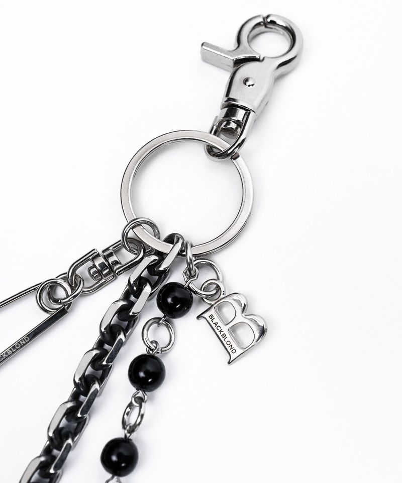 BBD Stone Ball 2-Line Pants Chain (Silver&Black)