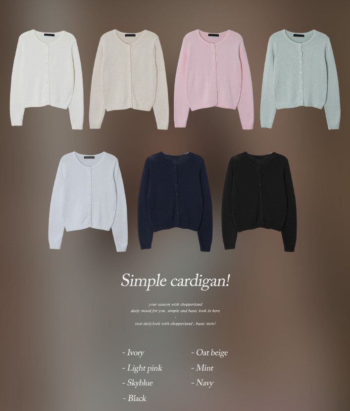 Basic Cotton100 Round Knit Cardigan (7color)