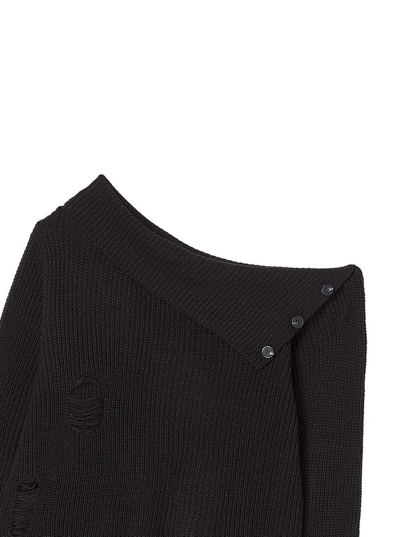 DAMAGE OFF SHOULDER KNIT BLACK