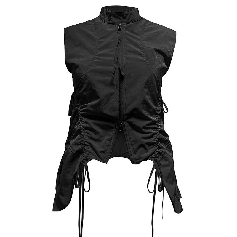 ROUND POCKET VEST . BLACK