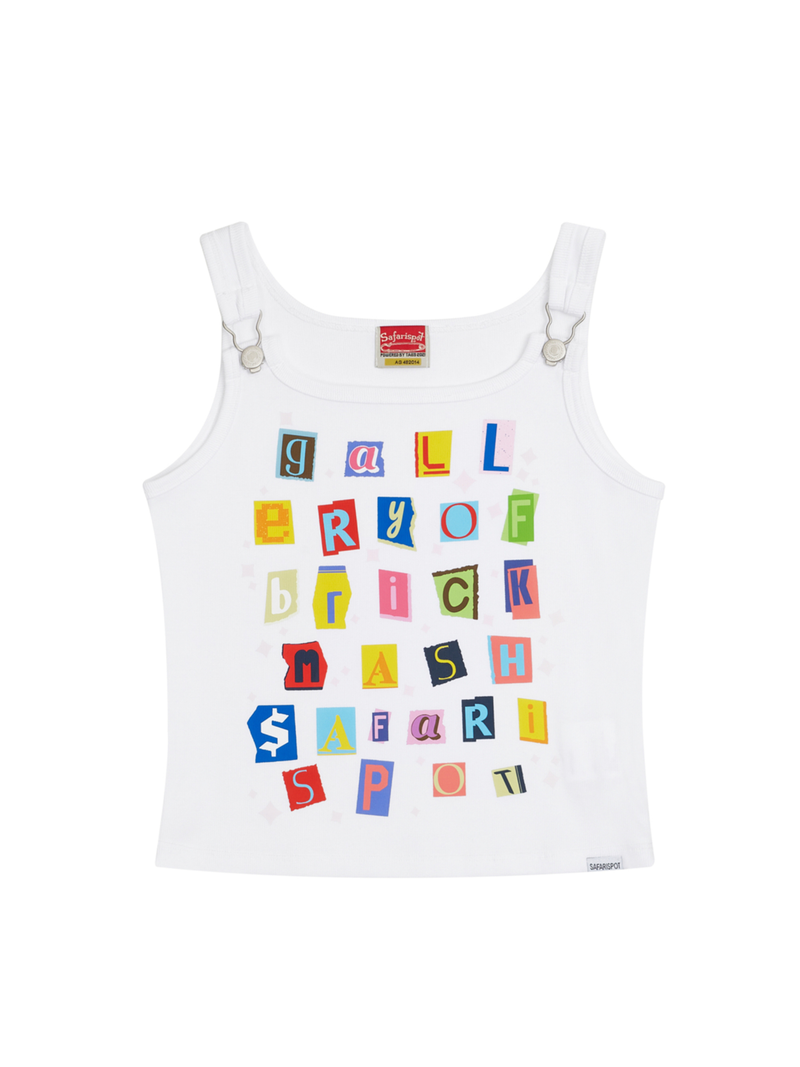 safarispot（サファリスポット）の「1/2 STICKERPACK SUSPENDERS SLEEVELESS (WHITE)（Tops）」