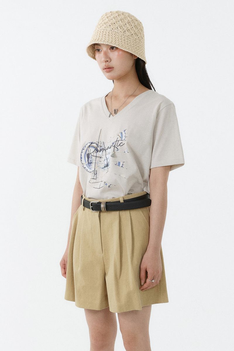 GALAXY V-NECK T-SHIRT_LIGHT BEIGE