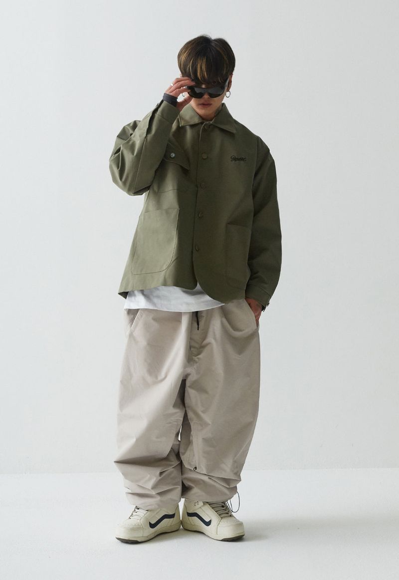 BSR2223FWJK065 LOGO COLLAR COTTON BASIC JACKET KHAKI