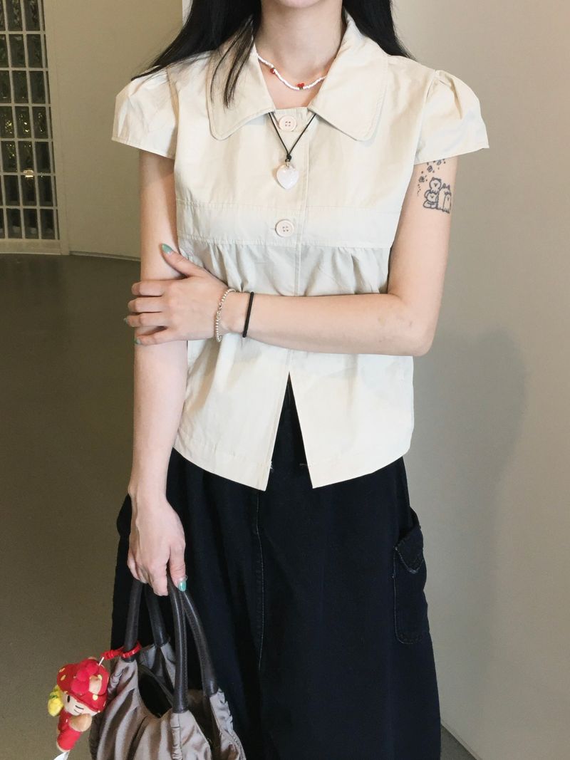 Eddie Collar Short Sleeve Blouse (2c)