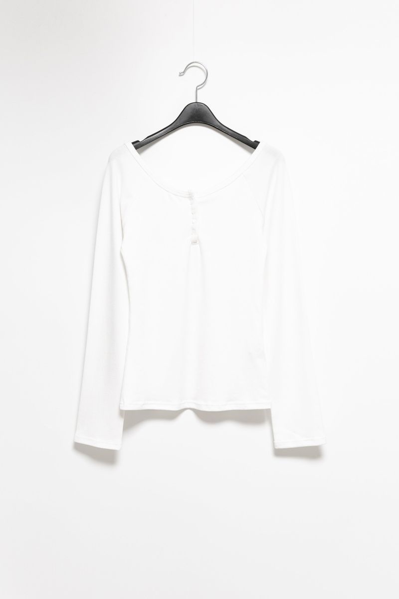 4 button deep neck long top(4colors)