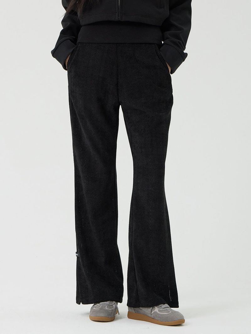 Knit cut detail bootcut Pants, Black