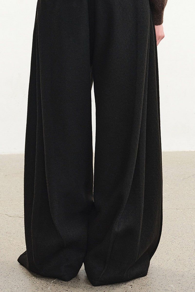 Wide Pleated Wool Trousers