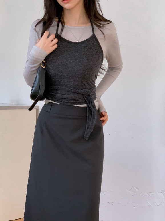 Halter Neck Layered Strap Sleeveless (4color)