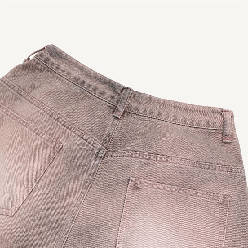 Sand-washed Bermuda denim pants
