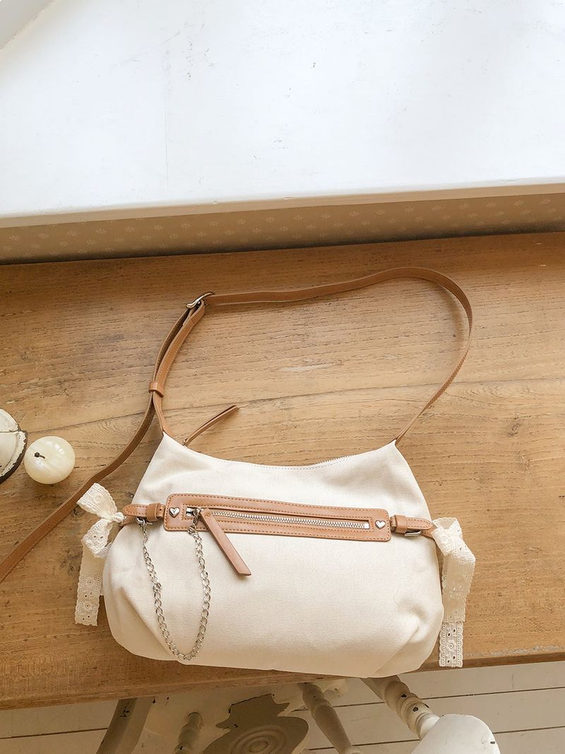 Belted ribbon bag_canvas caramel