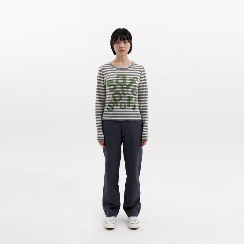 1/2 TICKETING STRIPE BORDER TEE (GREY)
