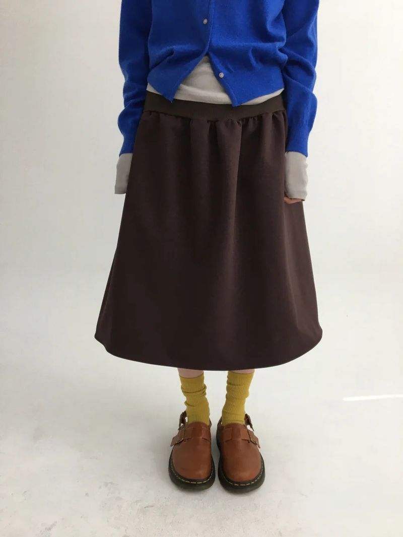 flap back pocket midi skirt (3color)