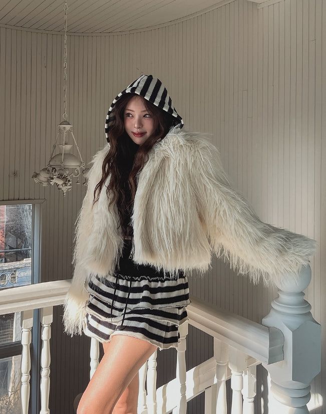 Pierre Stripe Set-up Two-Way Hood Zip-Up