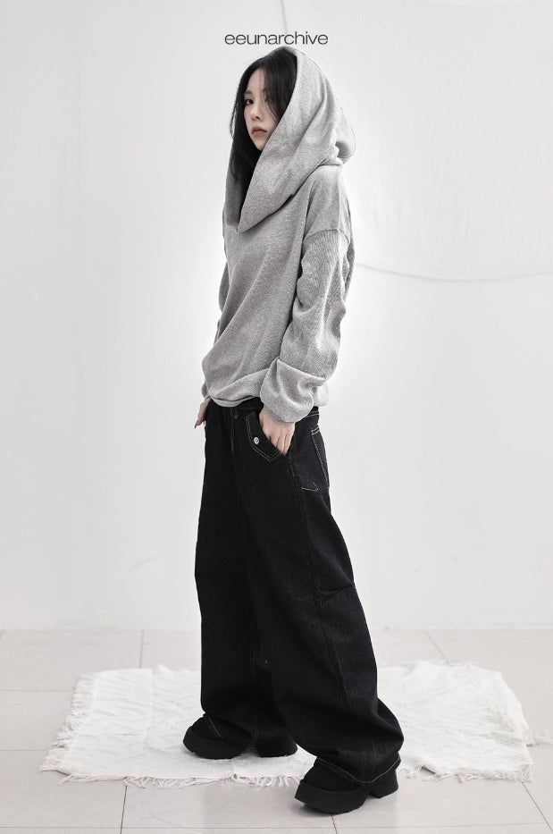Off wide ribbed hoodie