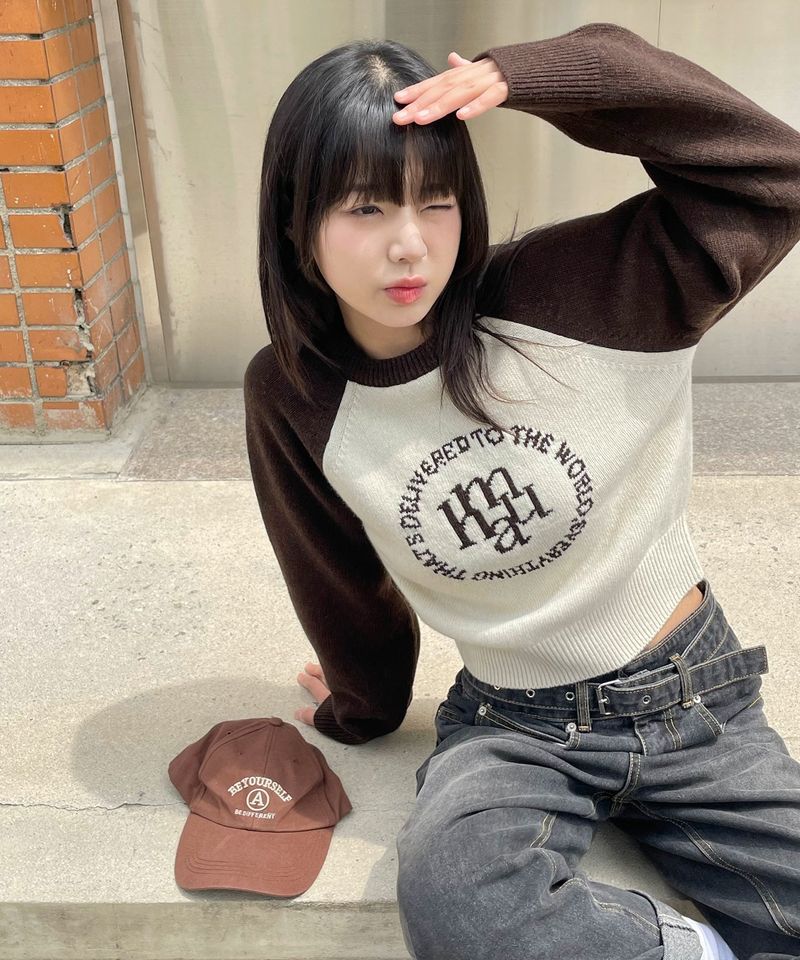 LAMBSWOOL JACQUARD RAGLAN KNIT