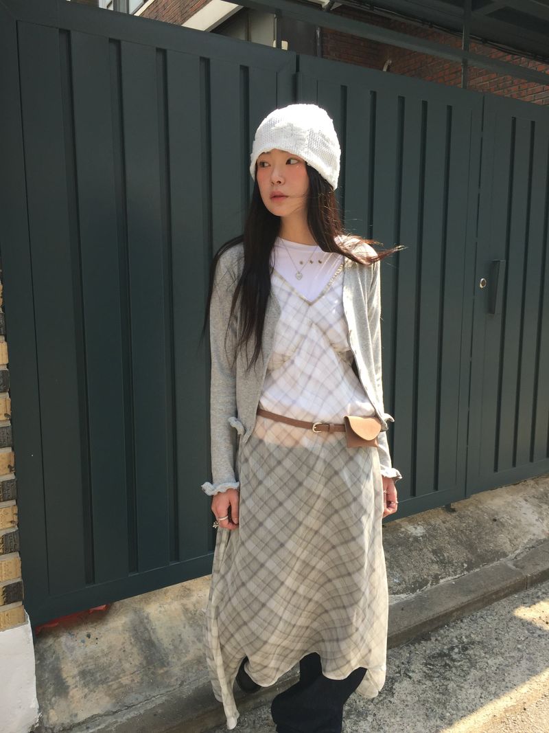 Sheer Check Long One Piece (1color)