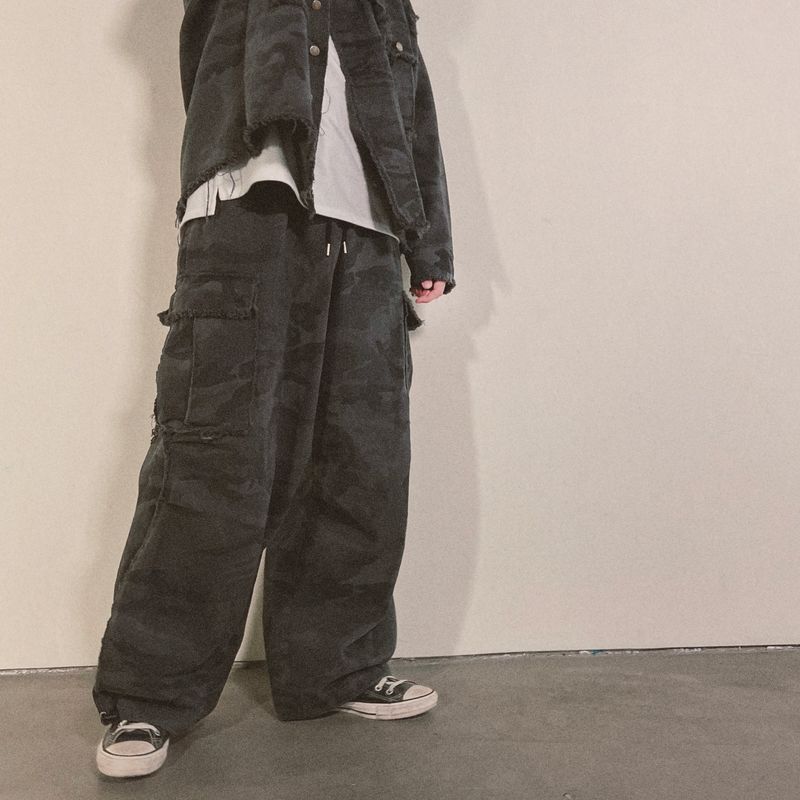 grunge camouflage cargo pants_charcoal