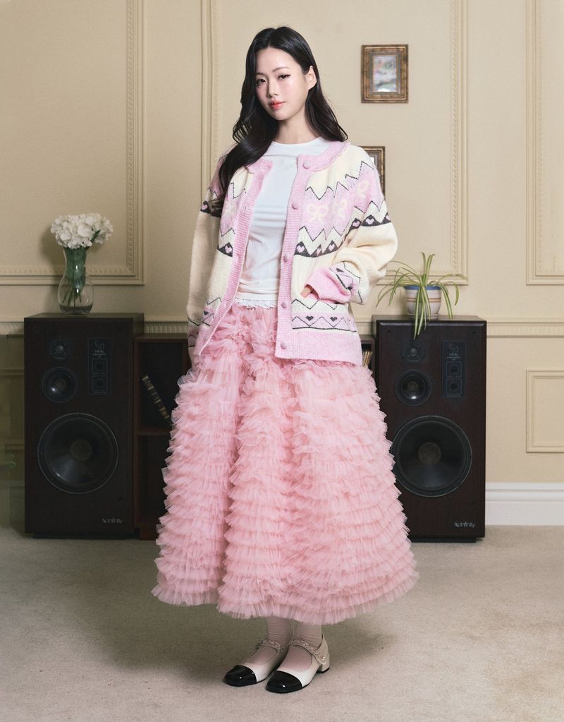 [ATELIER] Rachel Volume Flare Tulle Skirt Pink