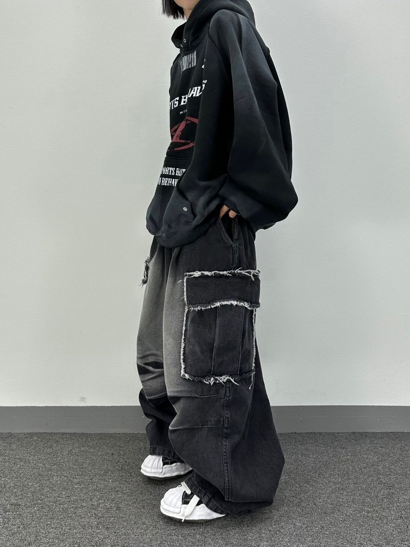 cut-off big pocket denim balloon pt