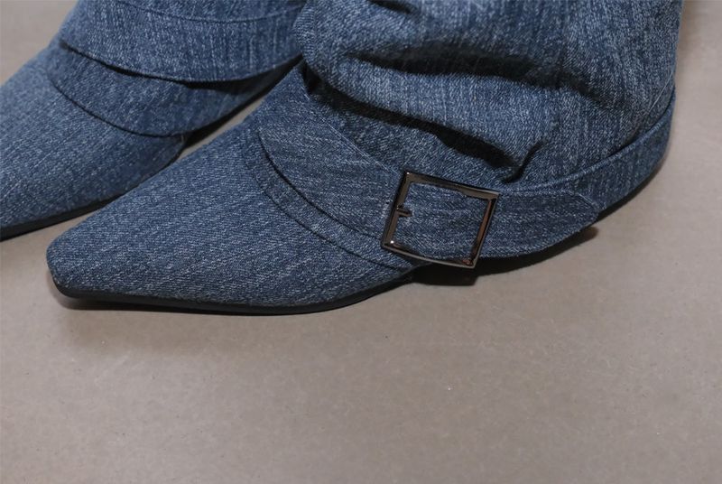Hug belt boots _Starry blue denim