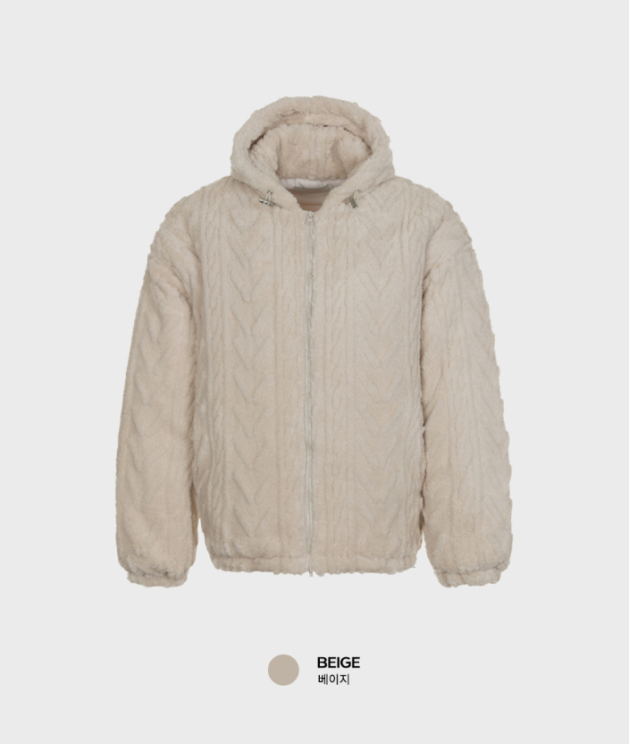 Nechis Cable Mink Fur Overfit Hooded Padding