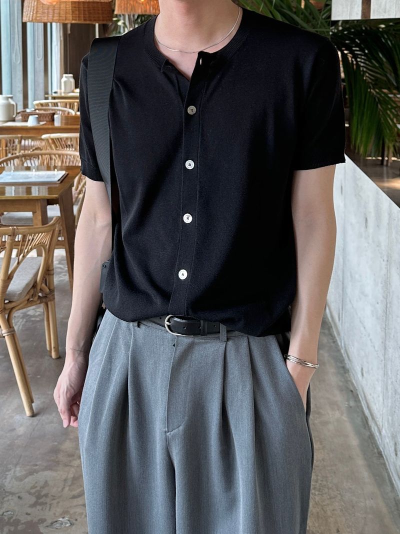 (Premium) Linen round half cardigan