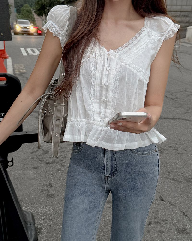 Pure cotton lace blouse