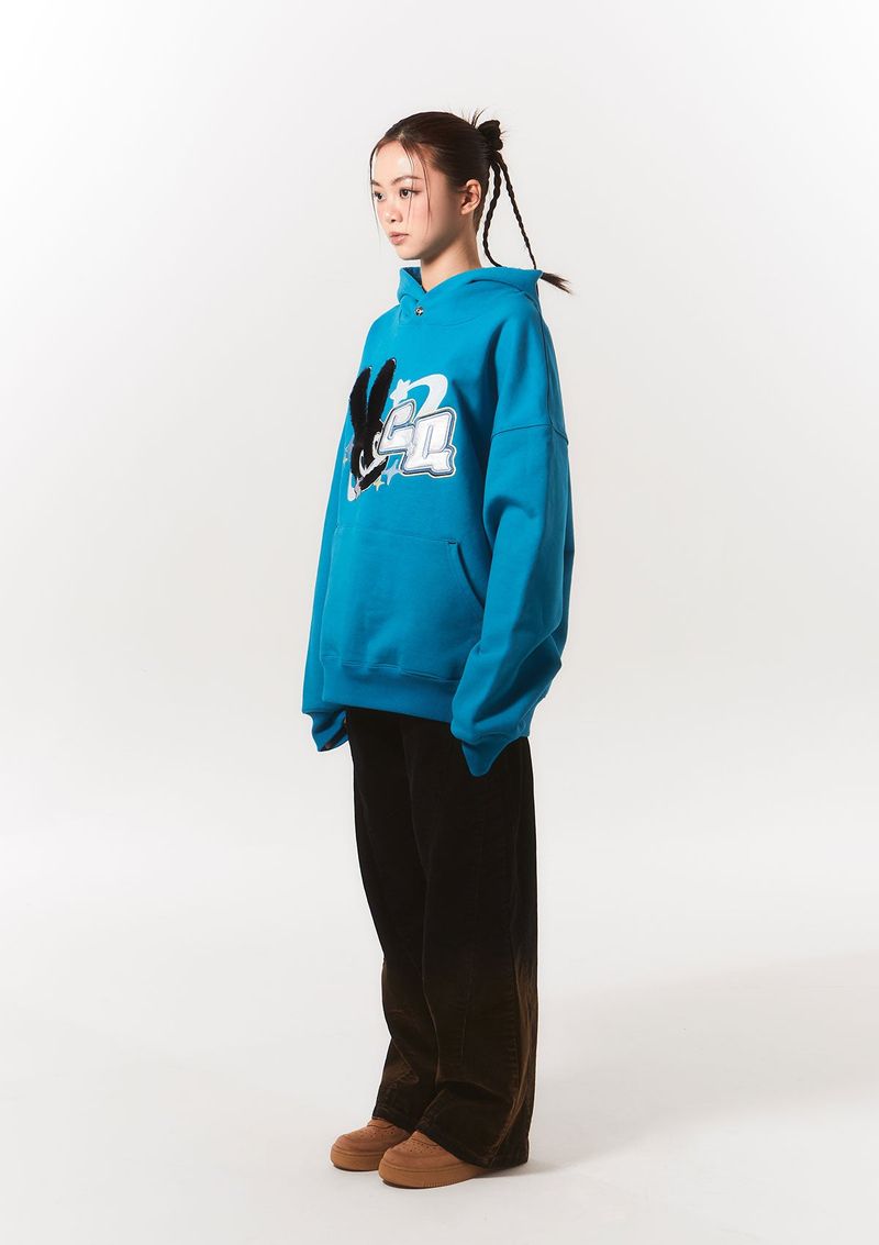 fur bunny planet hoody - blue