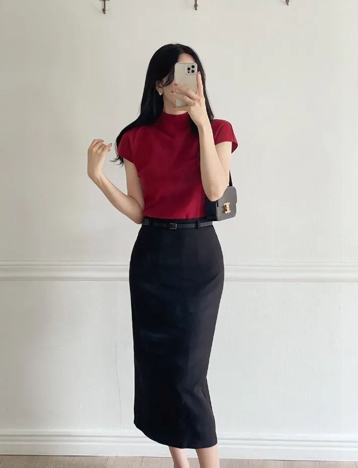 Rosley Half Neck Cap-Sleeve Knit