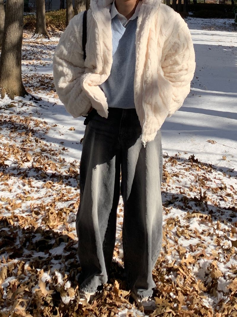 Ble Cable Mink Fur Hood Padding