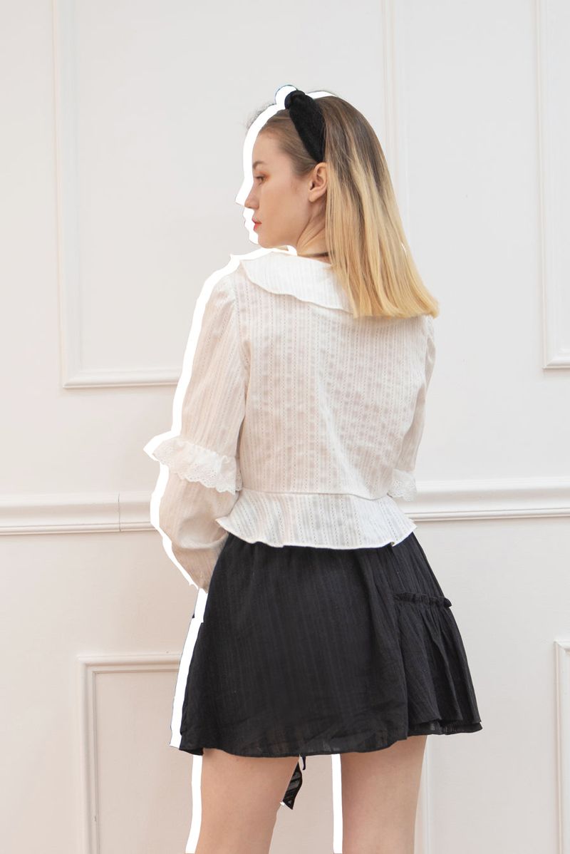 lace shirring blouse