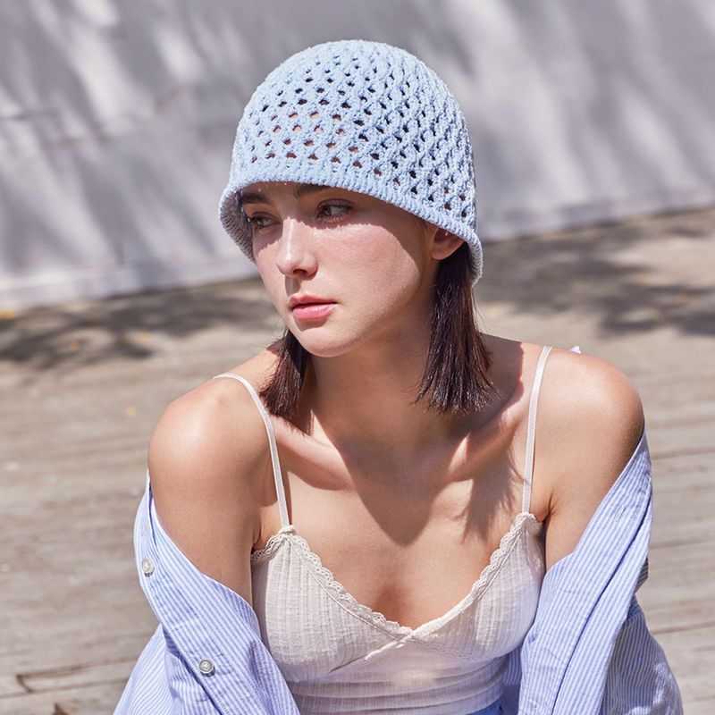 VZ Long Label Punching Knit Bucket Hat / Sky