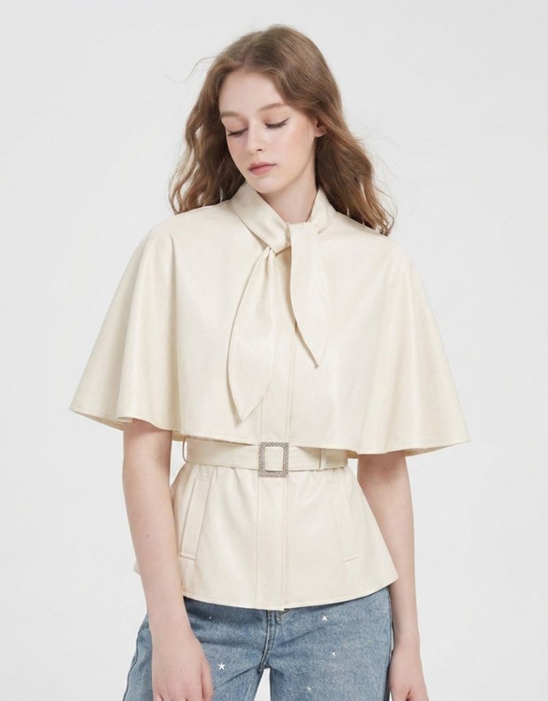 TWEEDY-A（ツウィーディア）の「[PRE-FALL] [ATELIER] Elise Ribbon-Tie Belted Cape Jacket Ivory（Jackets/Outerwear）」