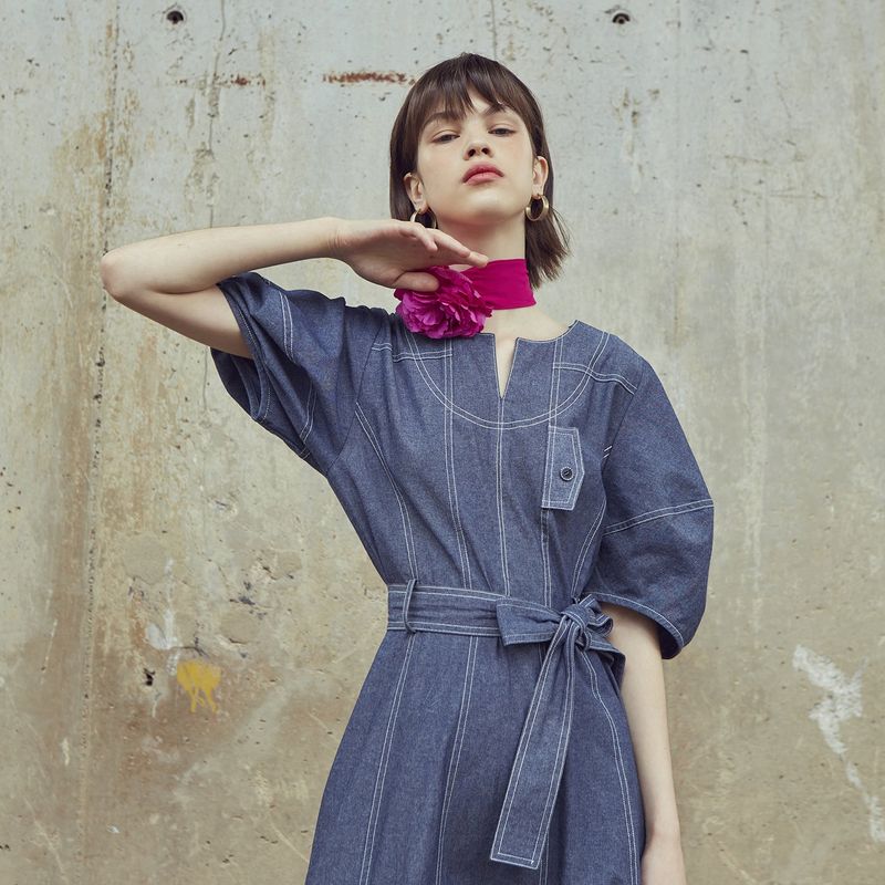 VITALSIGN（バイタルサイン）の「[LINE] Summer Denim Stitch Dress（Dresses）」