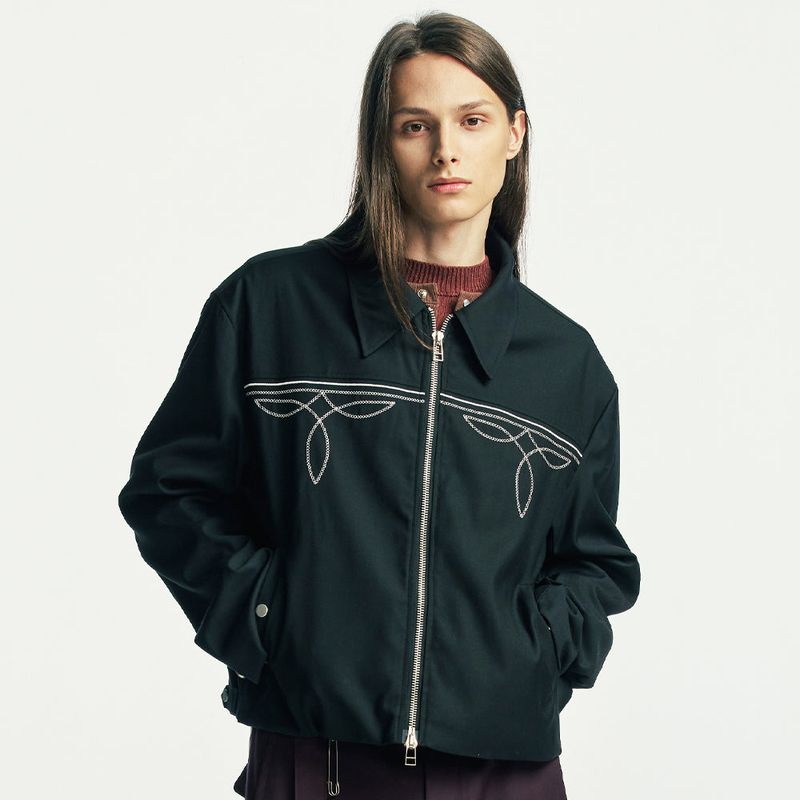 western stitch blouson black