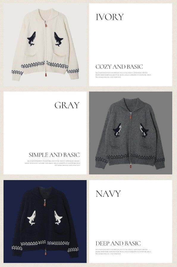 #Orca Collar Knit Zip-up (3color)