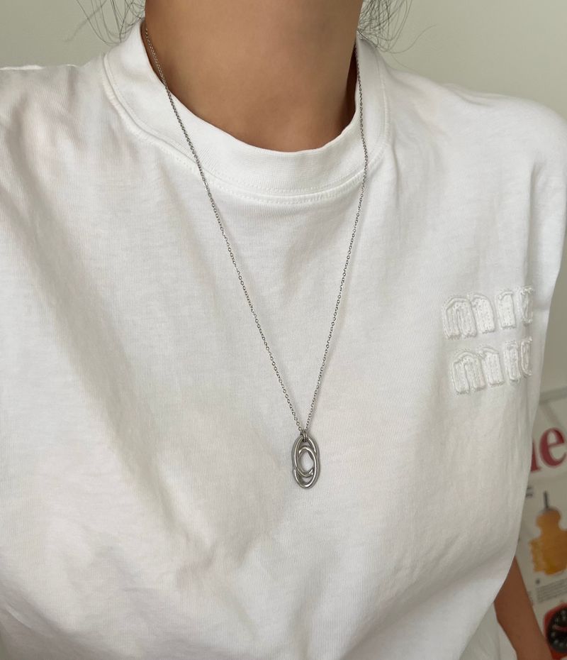 vbb vertical steel long double twin ring layered ball long necklace stainless steel
