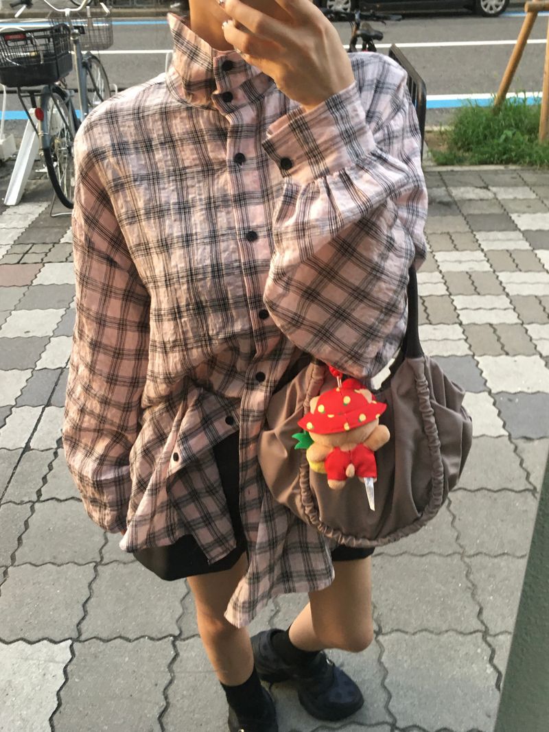 Hyper High-Neck Over Check Shirt (2c)