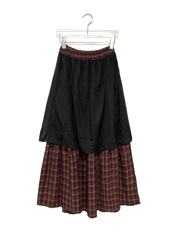 Talib Vintage Check Tiered Banding Long Skirt