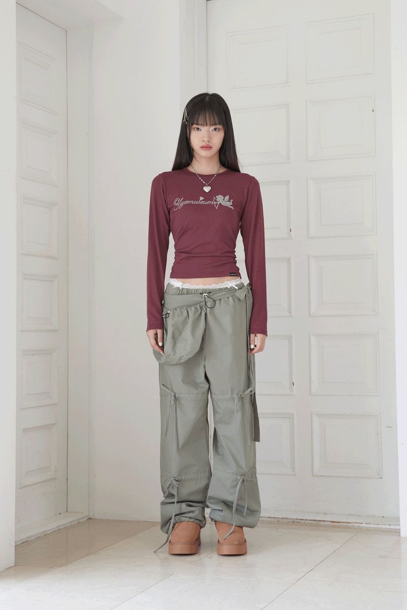  RIBBON STRING PANTS .WITH BAG (KHAKI)