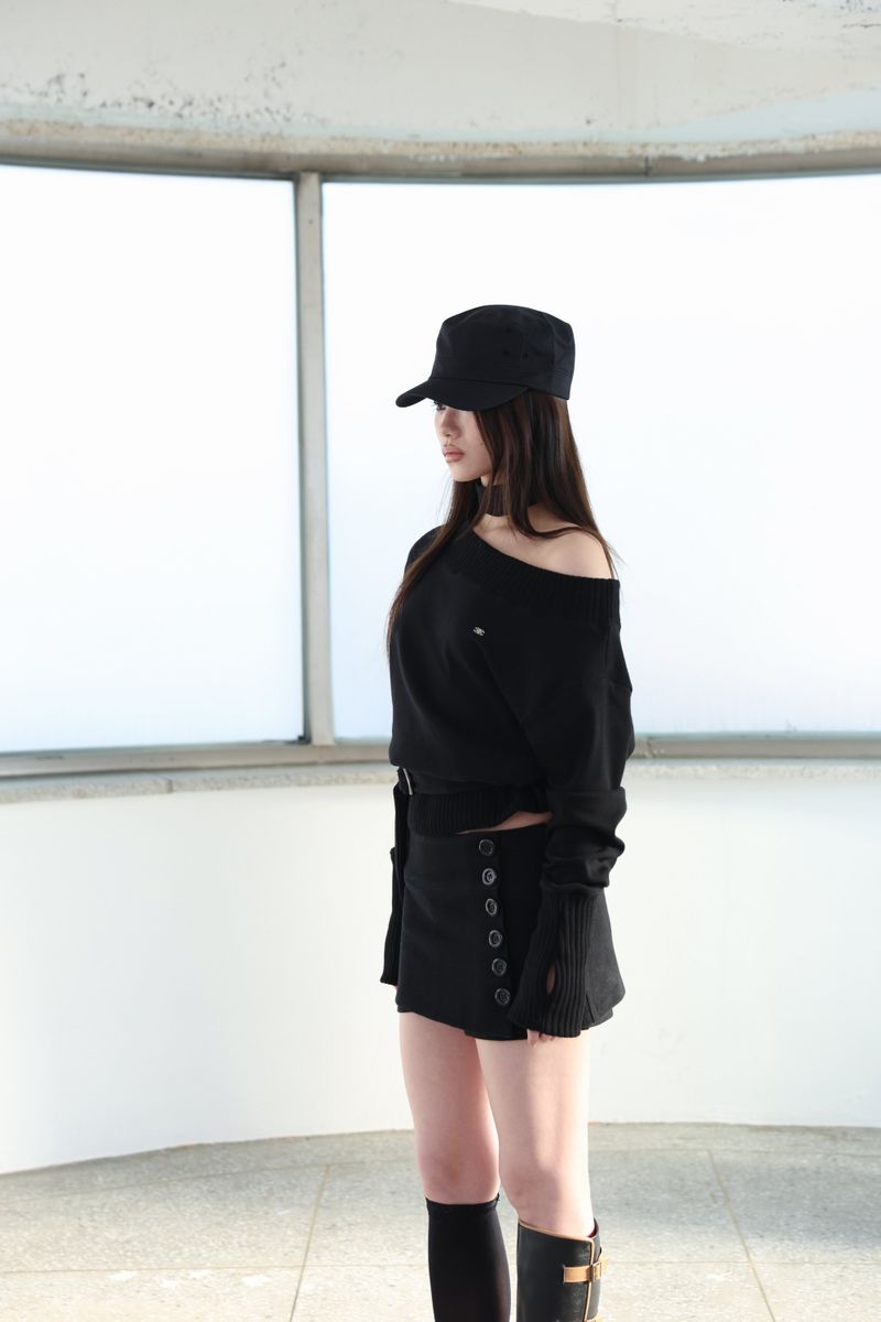 [ID] Classic Button Skort (Black)