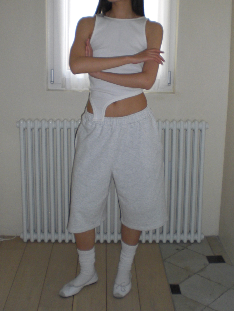 Bermuda sweat pants [White melange]