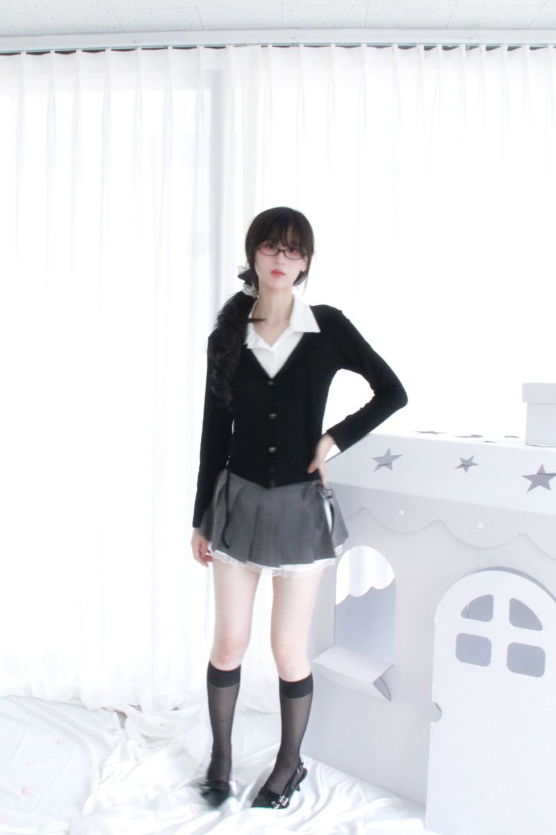 frill lace mini skirt 2color