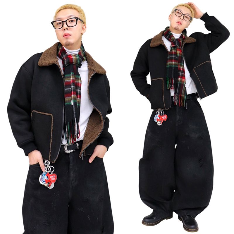 Christmas wool check muffler