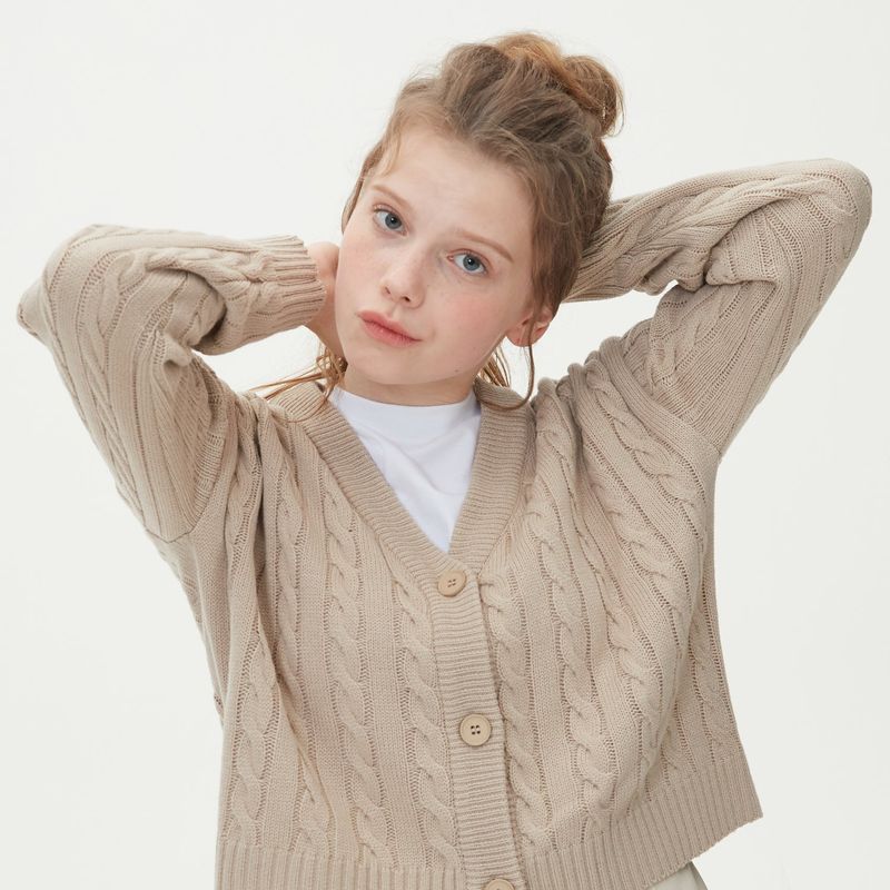 CROP CABLE KNIT CARDIGAN_BEIGE