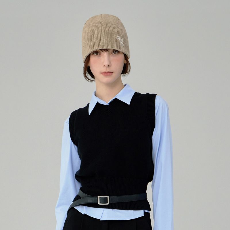 Leaf VZ Logo Waffle Beanie / Beige