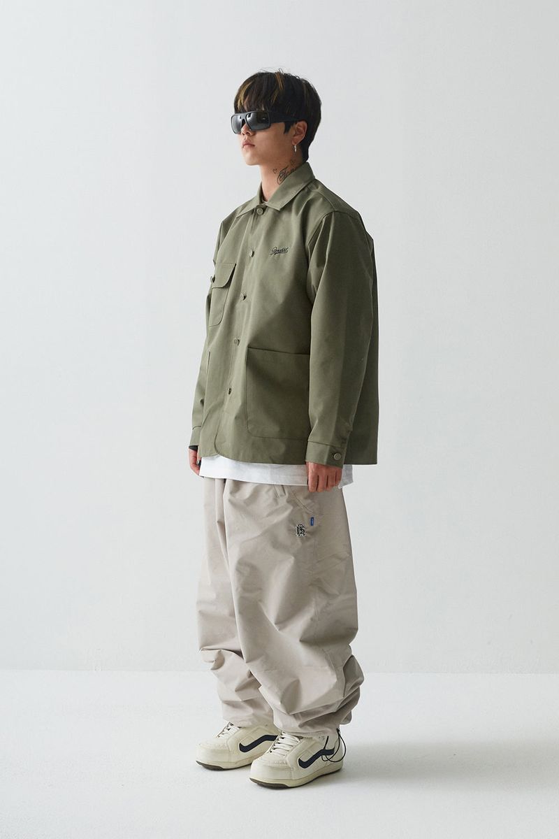 BSR2223FWJK065 LOGO COLLAR COTTON BASIC JACKET KHAKI