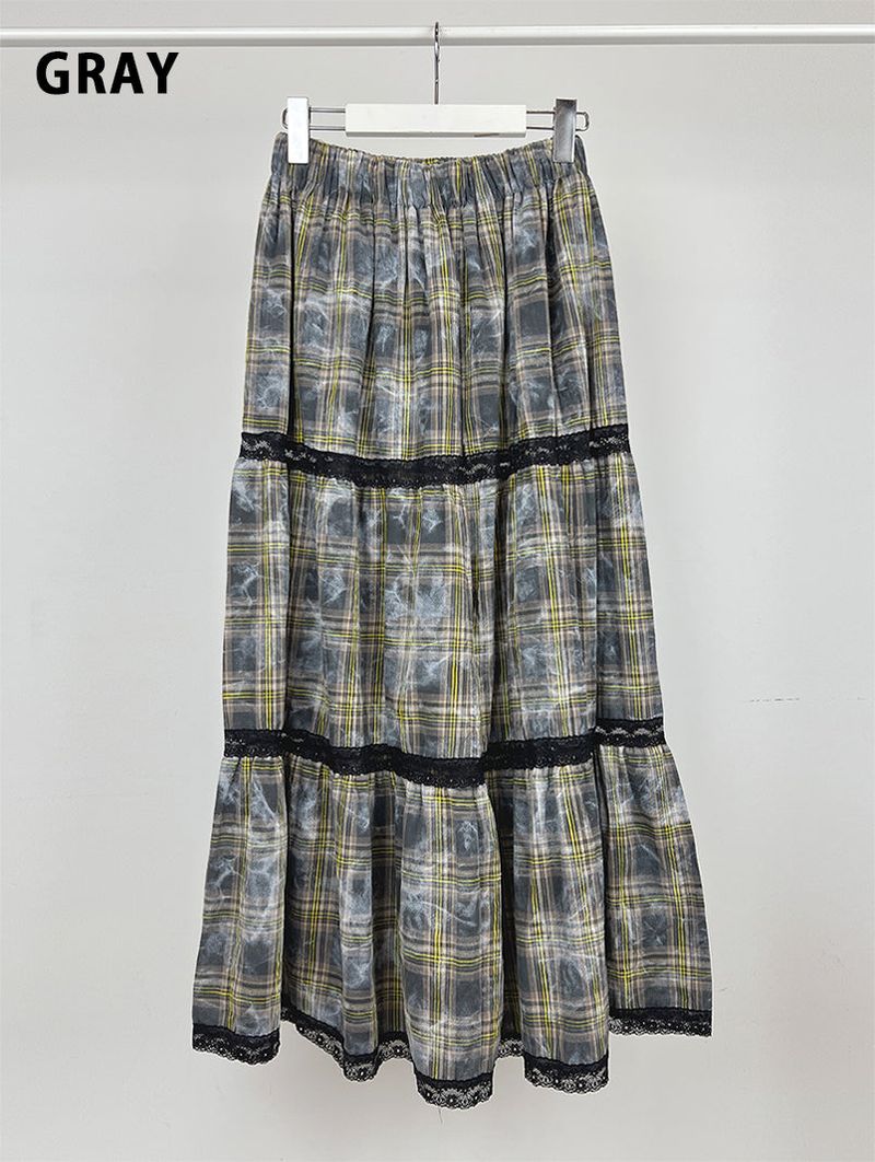 FADE CHECK MAXI SKIRT (2C)